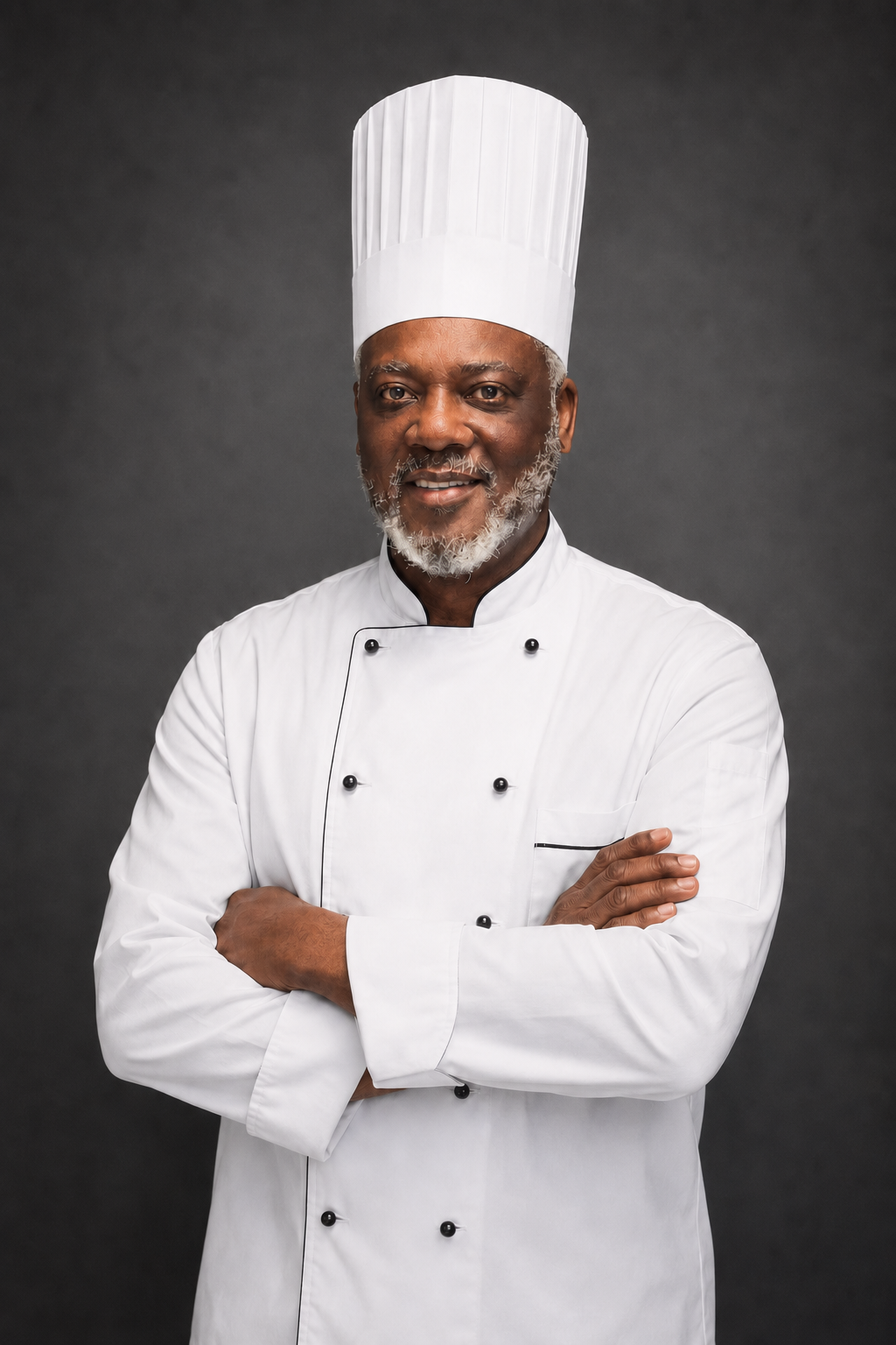 Chef Thomas in his chef's whites at Five Oaks Taproom